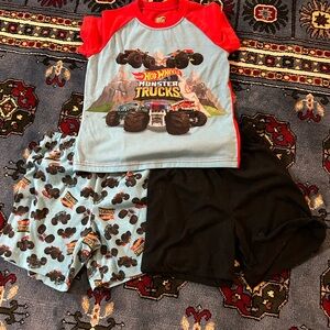 Hot Wheels Monster Trucks Kids Pajama Set - Red, Blue, Black